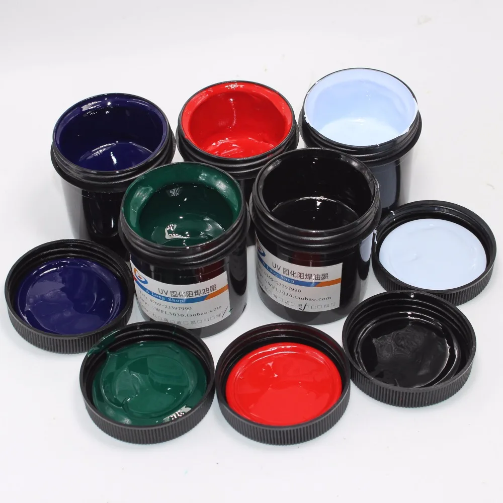 1Pc UV światłoczułe atramenty zielony PCB UV utwardzalne lutowane odporne na atrament maska lutownicza UV atrament wklej (czarny czerwony niebieski biały zielony)
