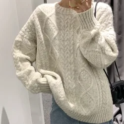 3 colors 2019 Autumn Winter Women Pullovers and Sweaters Jumper loose mohair soft Warm Female thick knitted Sweater (N0057)
