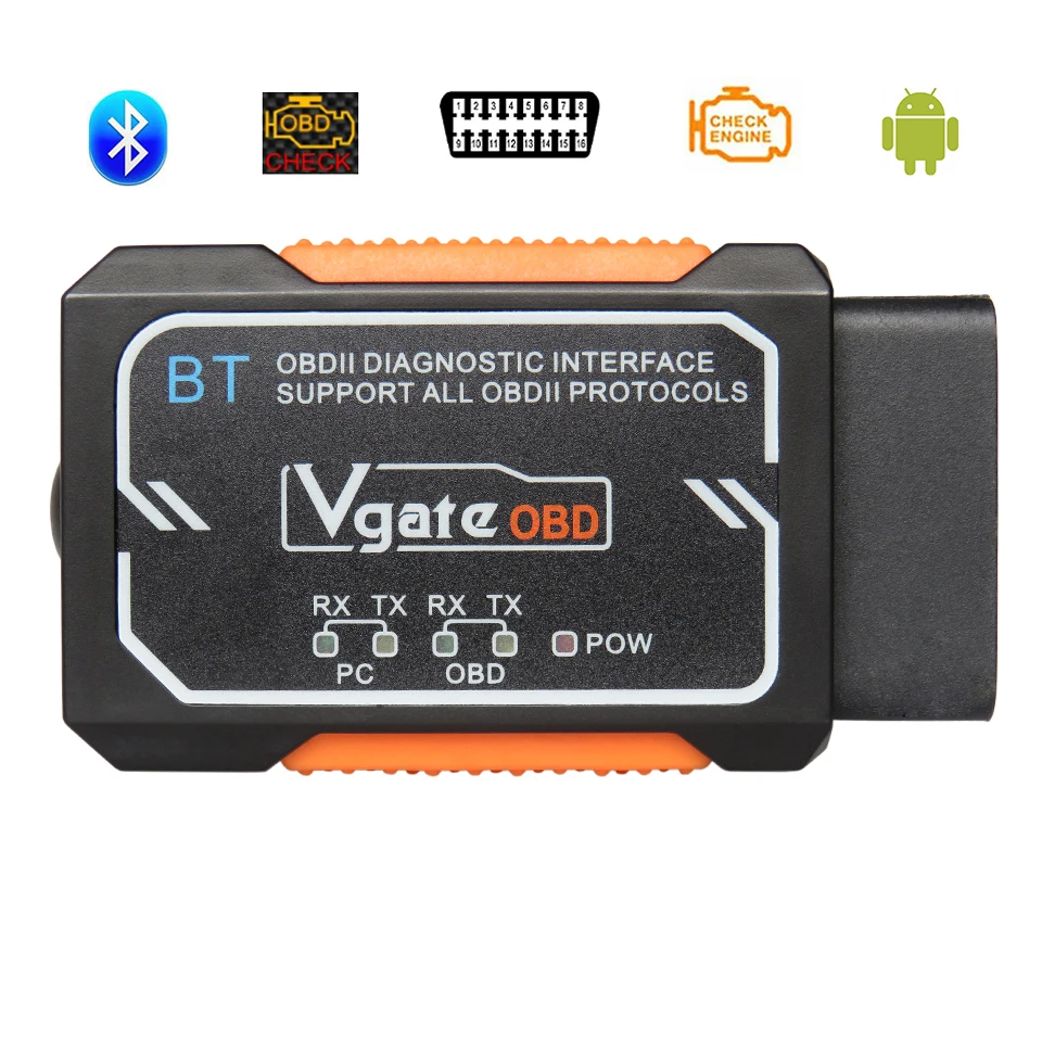 

Vgate новейший ELM327 Bluetooth V1.5 автоматические диагностические инструменты OBD2 сканер для Android/iOS Elm 327 В 1,5 OBD диагностический сканер