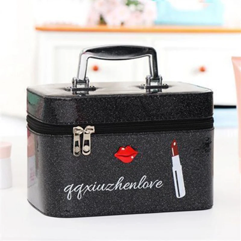 Female Makeup Case Fashion Beautician Cosmetics Organizer Bulk Lady\'s Large Capacity Storage Box Suitcase for Women Make Up Bag