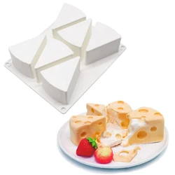 6 Cavity Triangle Cheese Shaped Silicone Mold Medium Cheesecake Mousse Mold Mousse Dessert Baking Tray Cake Decoration Tools