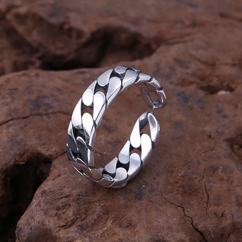 BOCAI New S925 Silver Jewelry Stylish Engagement Ring for Men and Women Couples Adjustable Selected Gift