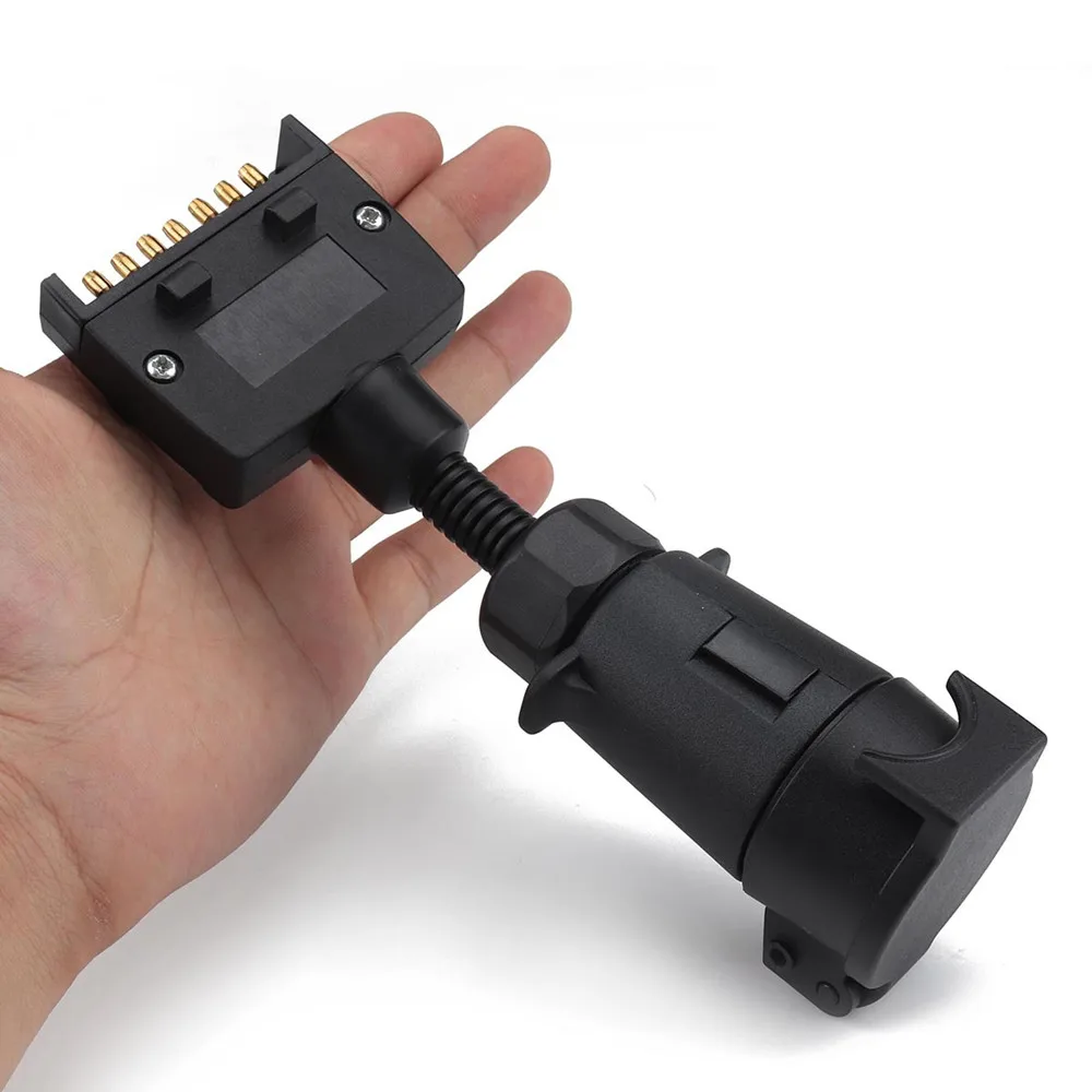 

Universal Car Trailer Adaptor 7Pin Flat Male to 7 Pin Large Round Female Socket Tow Bar Connector