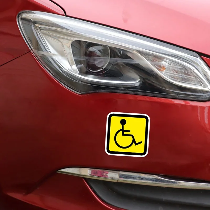 1 Pcs Attention Security Sign Disability Disabled Reflective Personality Decal Car Stickers Accessories 11.6*11.6CM