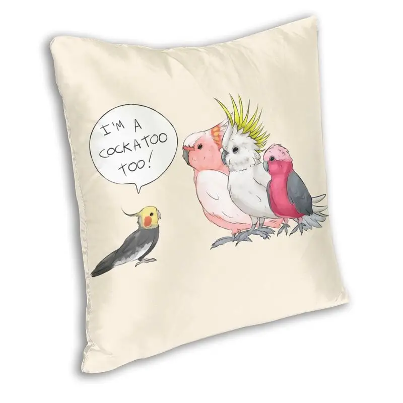 Funny Cockatoo Cockatiel Square Throw Pillow Cover Home Decor 3D Double Side Printing Parrot Birds Cushion Cover for Sofa