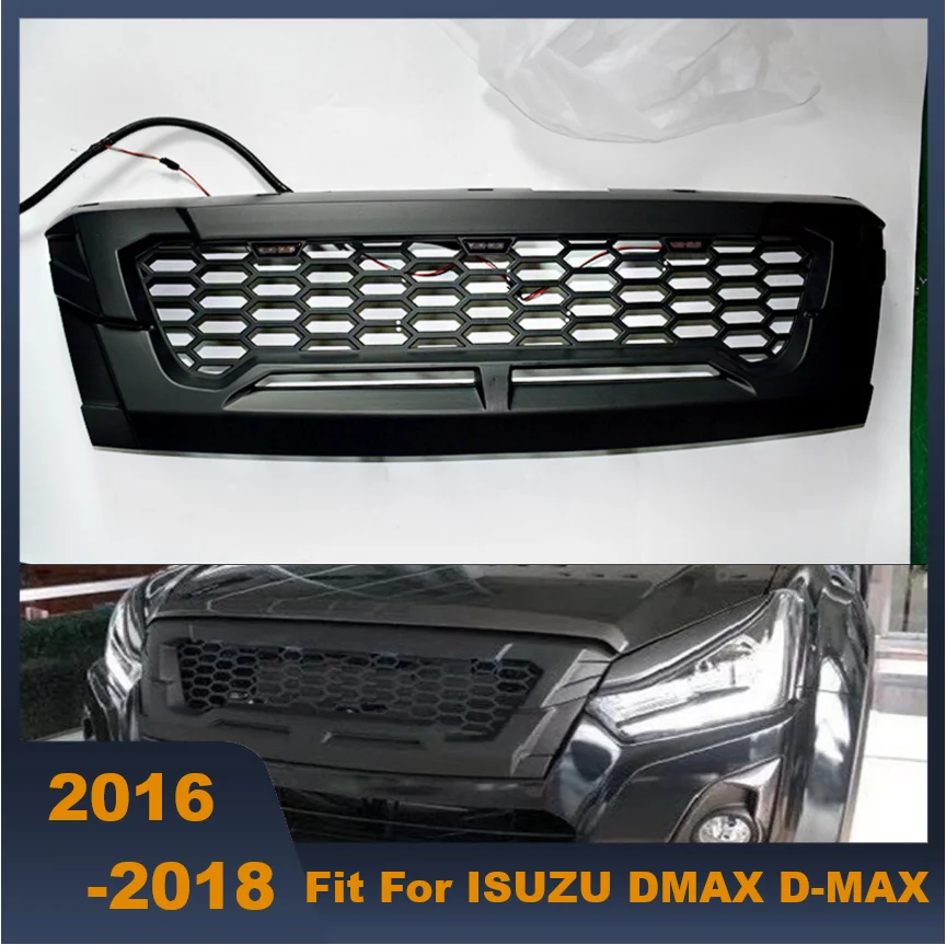 High Quality ABS Front Middle Racing Grills With LED Lights For ISUZU DMAX D-MAX 2016-2018