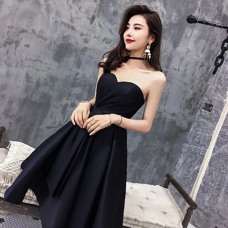 New Arrival Prom Party Evening Dresses Vestido De Noiva Simple Satin Robe De Soiree Sexy Strapless Sleeveless