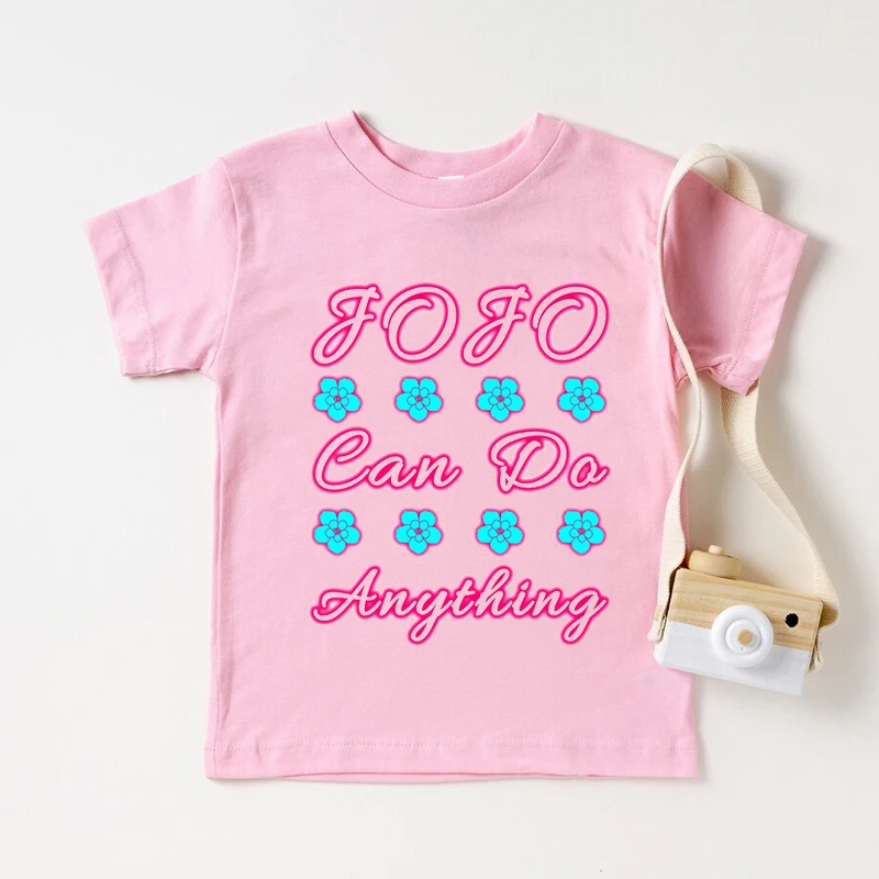 Fashion new girls t-shirts cute Jojo Siwa cartoon print girls pink clothes summer baby girls tshirt birthday gift tops wholesale