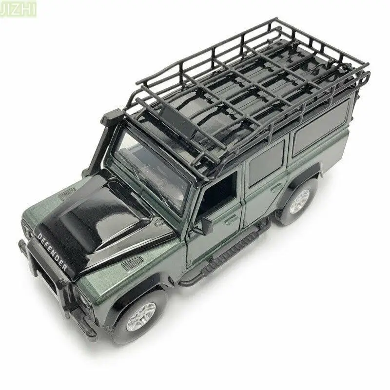 Green 1/32 Scale Pull Back Alloy+ABS+Rubber Car Toy Model Vehicle With Sound&Light Effect For Land Rover Defender