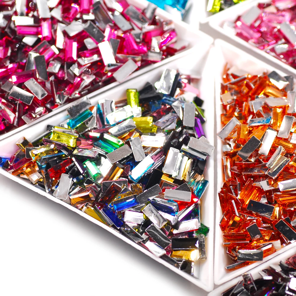 3*7MM Multicolor The Shape Of Rectangle Flatback Rhinestones Loose Resin Crystal Rhinestone Accessory 1000Pcs/Bag