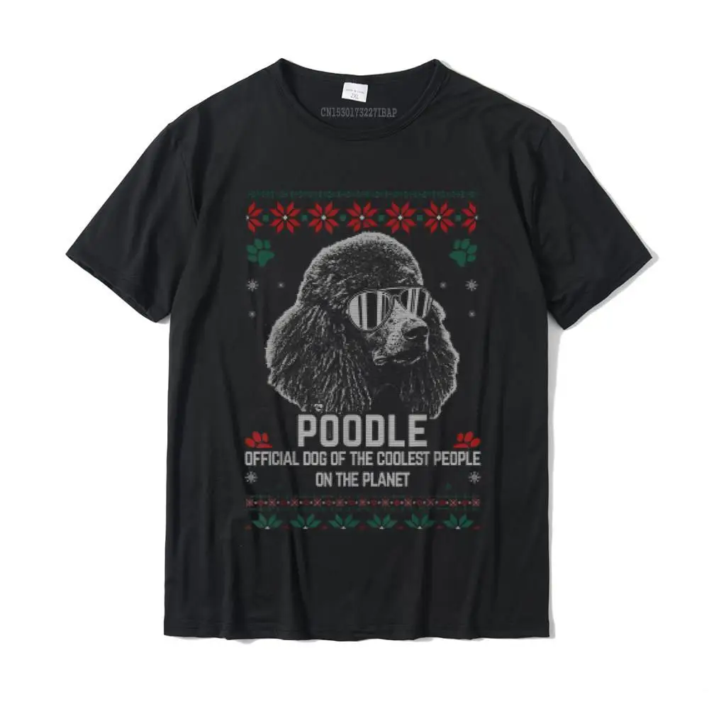 Dog Of The Coolest Poodle Christmas T-Shirt High Quality Personalized T Shirt Cotton Men Tops Shirt Personalized