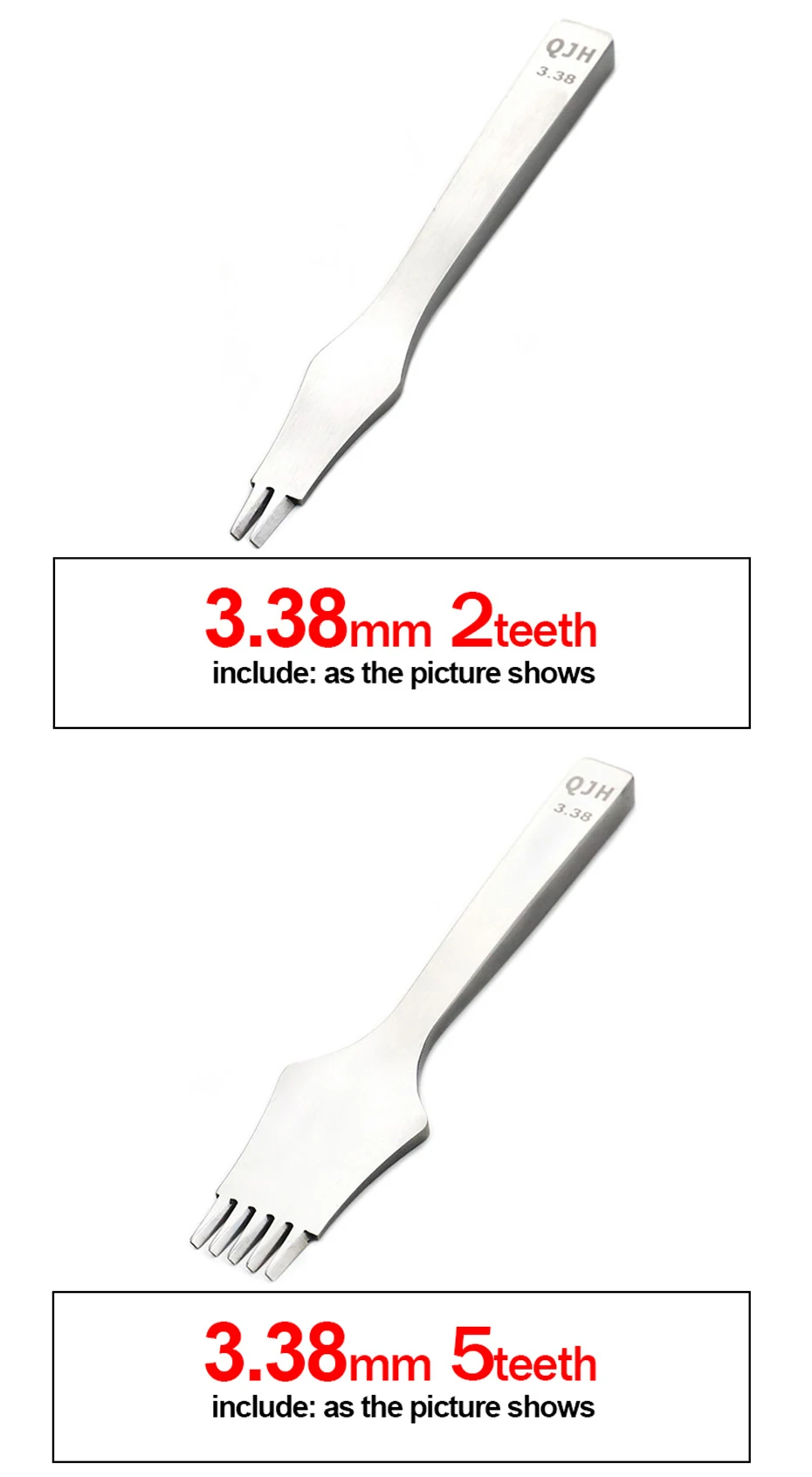 2.7/3.0/3.38mm Leder Handwerk schräg flach Diamant Stechen Eisen Set-2/3,85 Zinken Diamant Meißel hand gefertigte Bastel bedarf – Detail 12