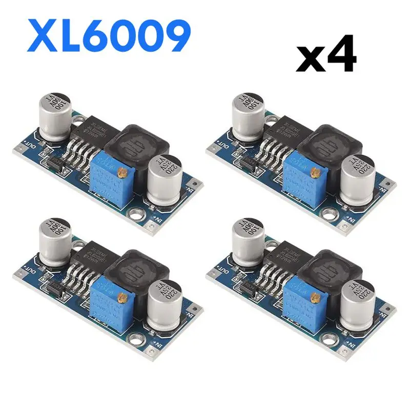 4Pcs XL6009 DC-DC 3-30V to 5-35V Step-up Transformer Output Voltage Power Converter Circuit Board Adjustable Boost Module 400KHz