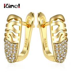 Kinel Simple Micro Wax Inlay Stud Earrings Women Fashion Wedding Jewelry Tibetan silver Natural Zircon Earring For Girl Gift