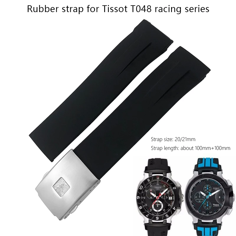 17mm 21mm Rubber Silicone Watch Strap Black White Orange Waterproof Sports Watch Bands for Tissot T048 T-Race T-Sports Bracelets