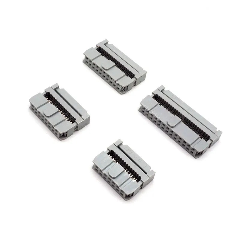 10Pcs FC 2.54mm IDC Socket Double Row Female Header Connector 10/14/16/20/26/30/34/40/50 Pin for 2651 26AWG 28AWG 1.27mm Cable