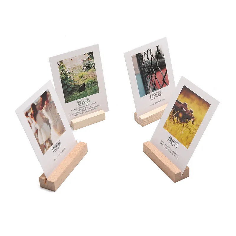 Wood Card Holder Wood Block Wedding Party Card Holder Stand Office Desk Menu Photo Clips