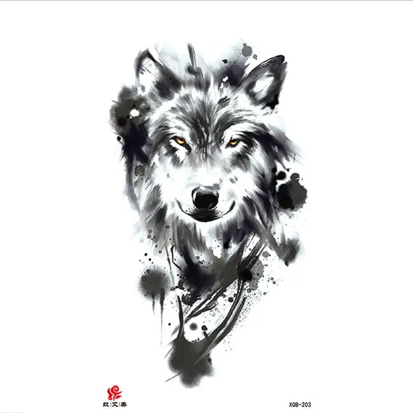 Temporary Tattoos For Men Women Arm Chest Fake Tattoo Sticker Waterproof Realistic 3D Flash Wolf Tatoo Paper T1801