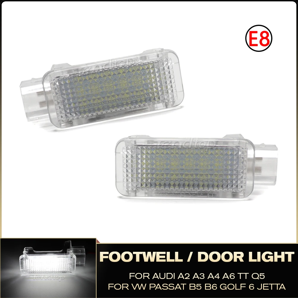 2pcs Car Led Door Light For Audi A1 A2 A3 A4 A5 A6 A7 A8 Q3 Q5 Q7 TT VW Skoda LED Courtesy Door/Trunk/Footwell/Glove Box Light