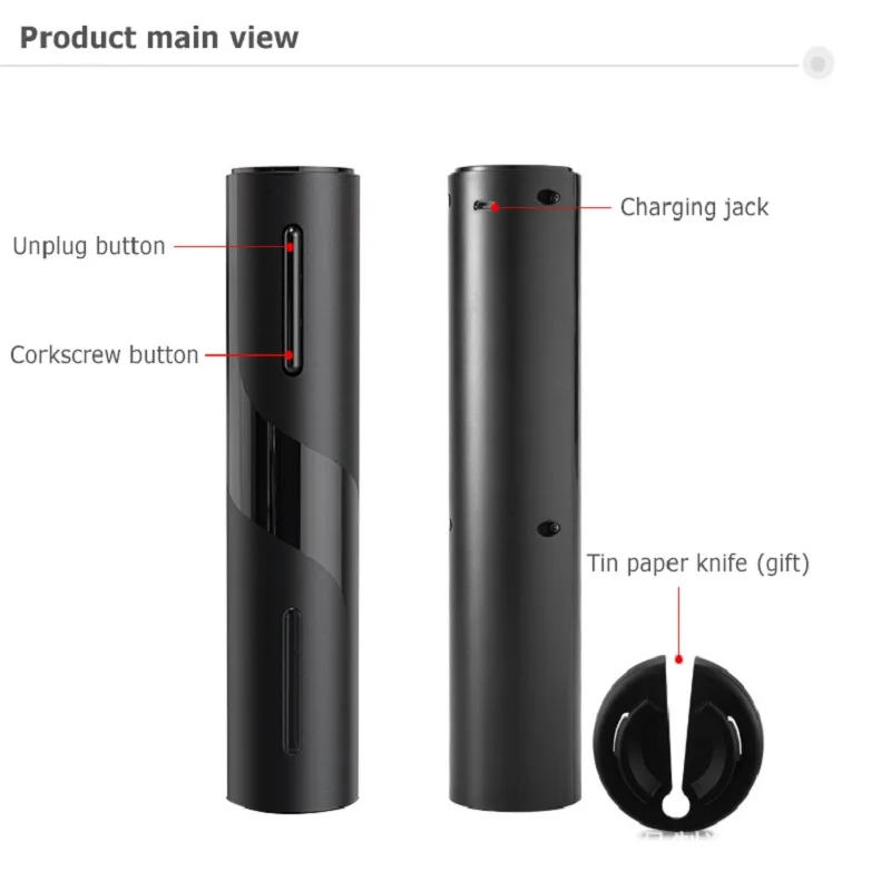Elektrische Wijn Opener Usb opladbare Automatische Kurkentrekker Wijn Flesopener Keuken Gadgets Oplaadbare Flesopener Househeld