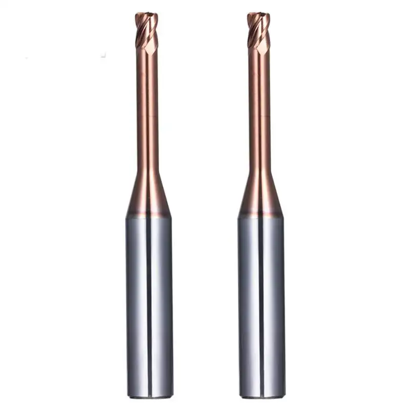 HRC60 Micro 2 Flute End Mill Cutter MicroRound Nose Milling Cutter 4 Flutes Rib Corner Radius End Mill Tungsten Steel End