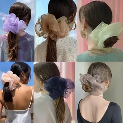 Große Organza Elastische Haar Band Frauen Haar Scrunchie Große Fee Whiffon Pferdeschwanz Halter Haar Krawatte Für Mädchen Gum Haar Zubehör