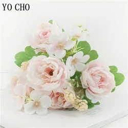 Peony Silk Artificial Flowers Small Bouquet Flores Hydrangea Fake Flower Bride Holding Bouquet Wedding Decor Spring