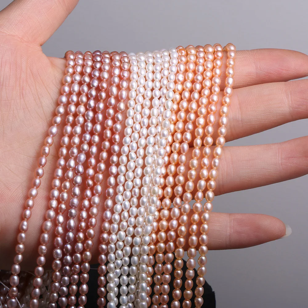 

Natural Freshwater Pearl Beads High Quality Rice shaped Punch Loose Beads for Make Jewelry DIY Bracelet Necklace Accessories