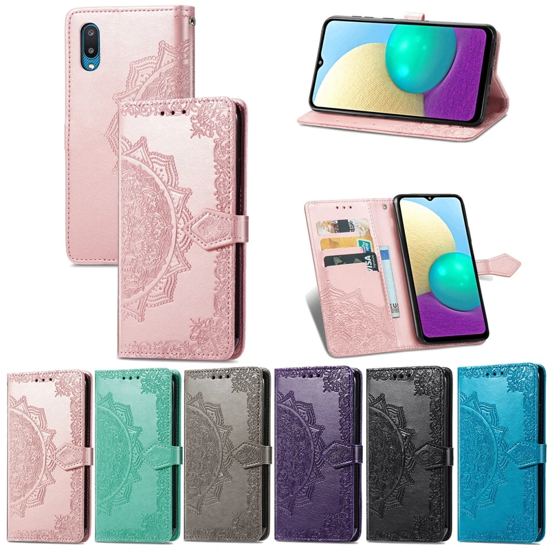 10Pcs Mandala PU Leather Wallet Flip Phone Cover TPU Case for Samsung Galaxy A02 A32 A02S A72 A52 A32 A01 Core A42 A90 A12 A60