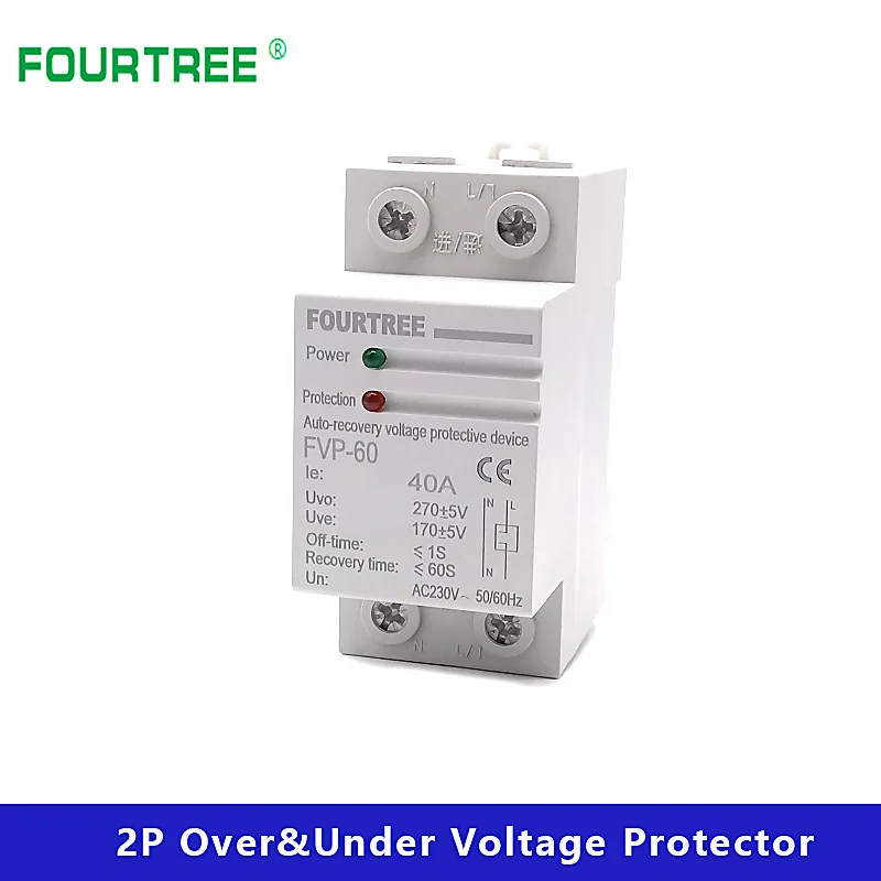 Over And Under Voltage Protective Device Automatic Self-Recovery Reconnect Protection Relay 32/40/50/60A AC 220V Din Rail