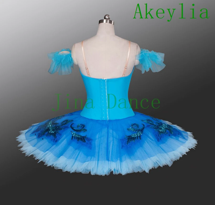 Donne Lago Blu Tutu di Balletto Professionale Concorso di Esecuzione Ballerina Balletto Classico Costume di Scena Pancake Tutu Blu Uccello