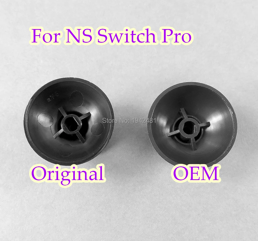 NS 스위치 프로 컨트롤러용 오리지널 3D 조이스틱 캡 2 개, 닌텐도 스위치 프로 조이스틱 캡용 3D 아날로그 커버 블랙