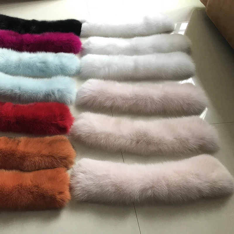 

Women's 100% Real Fox Fur Collar Scarves Winter Coat Female Natural Fox Fur Scarf Shawl Collars Wraps Neck Warm Fur Square Black