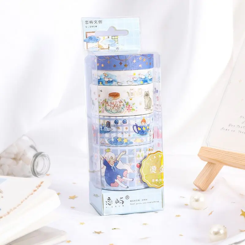 

Sharkbang New Arrival 5 Rolls/Box Kawaii DIY Scrapbooking Masking Tape Beautiful Decorative Tapes Stationery