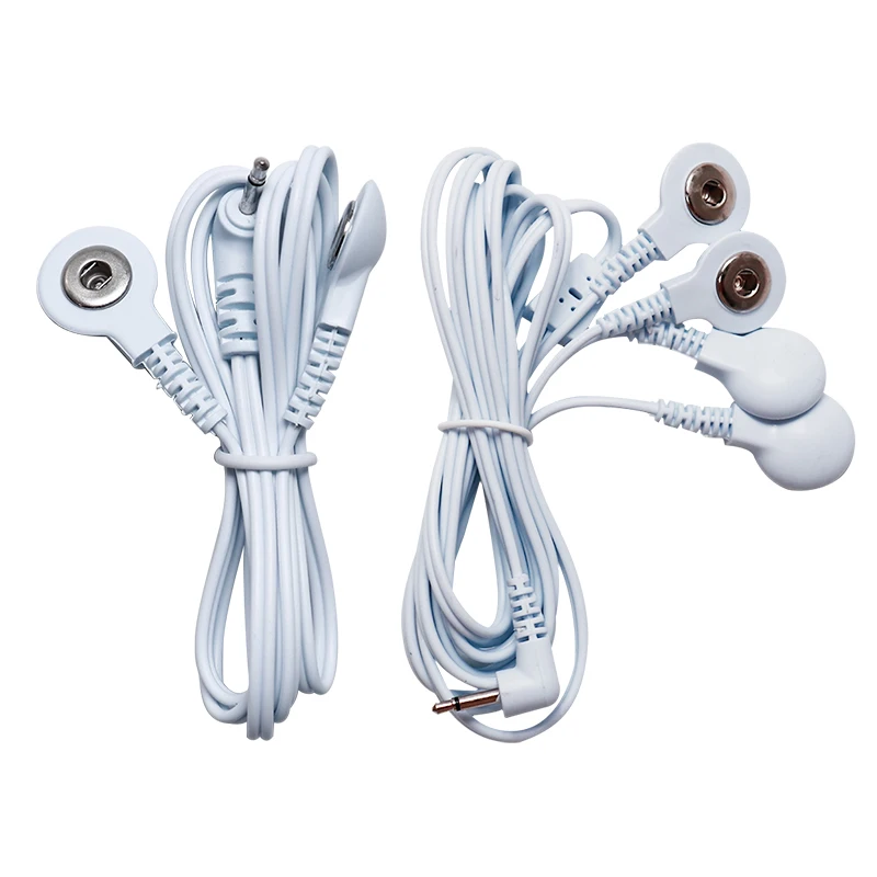 TENS Unit Lead Wires Cabos, Eletrodo Fios para Dezenas, Conexão Padrão EMS, Ferramentas De Massagem, 2.5mm, 4 Botões, 1Pc