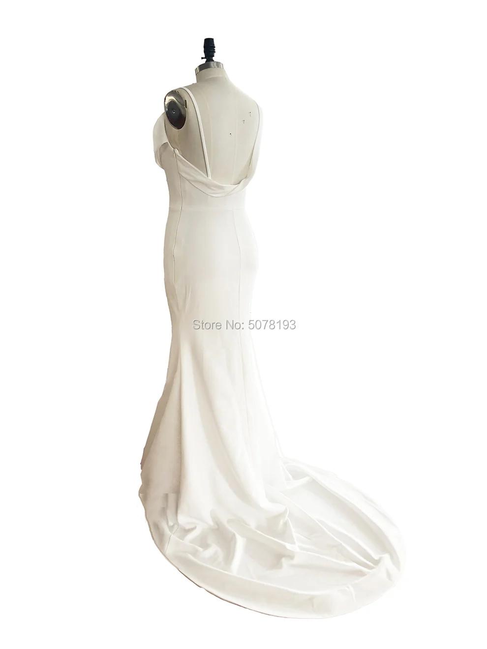 Vestidos de boda de LICRA con cuello en V para mujer, ropa formal con cremallera lateral y espalda abierta, longitud hasta el suelo, sirena/trompeta, color blanco, elegante, 9151