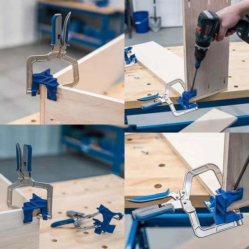 90 Degree Corner Clamp Woodworking Right Angle Clamp Fixing Clip for Pocket Hole Joinery Carpenter Photo Framing Cabinet