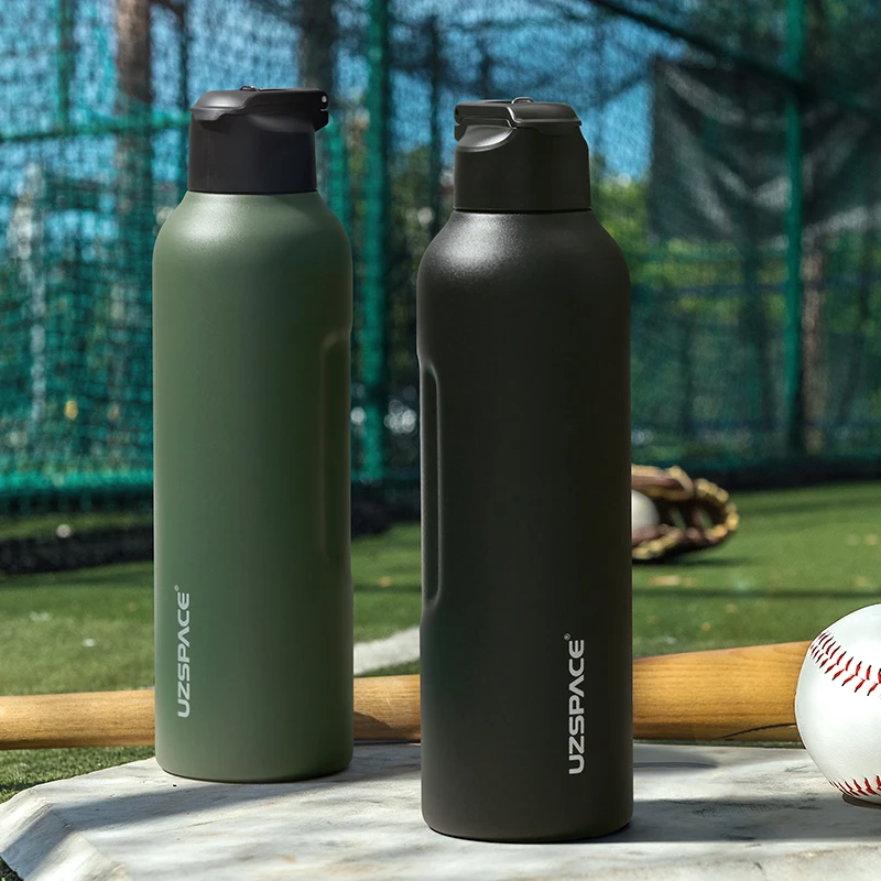 New Stainless Steel Water Bottle With Straw Direct Drinking 2 Lids Vacuum Flasks Insulated Travel Portable Thermal Climb Thermos