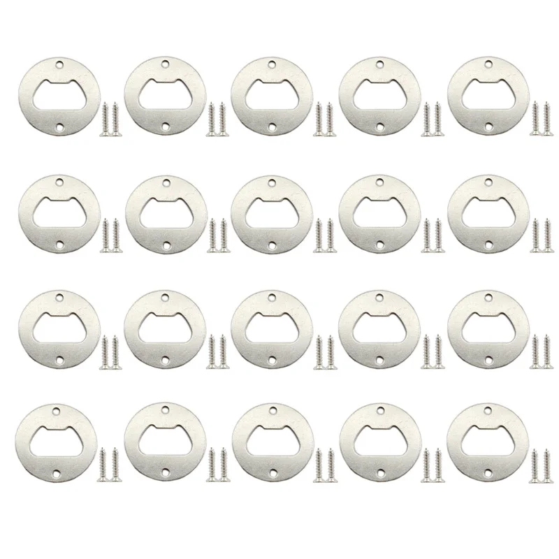 

20 Pack Wall Mount Bottle Opener, Metal Bar Bottle Opener Beer Cap Opener with Mounting Screws for Bars KTV Hotels Homes