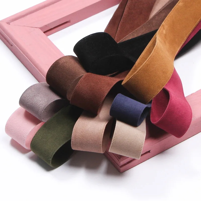 10 Yards 25MM 38MM Wildlederband in Unifarben für Haaraccessoires, DIY-Bastelarbeiten, handgefertigt Y2021120702 – Detail 3