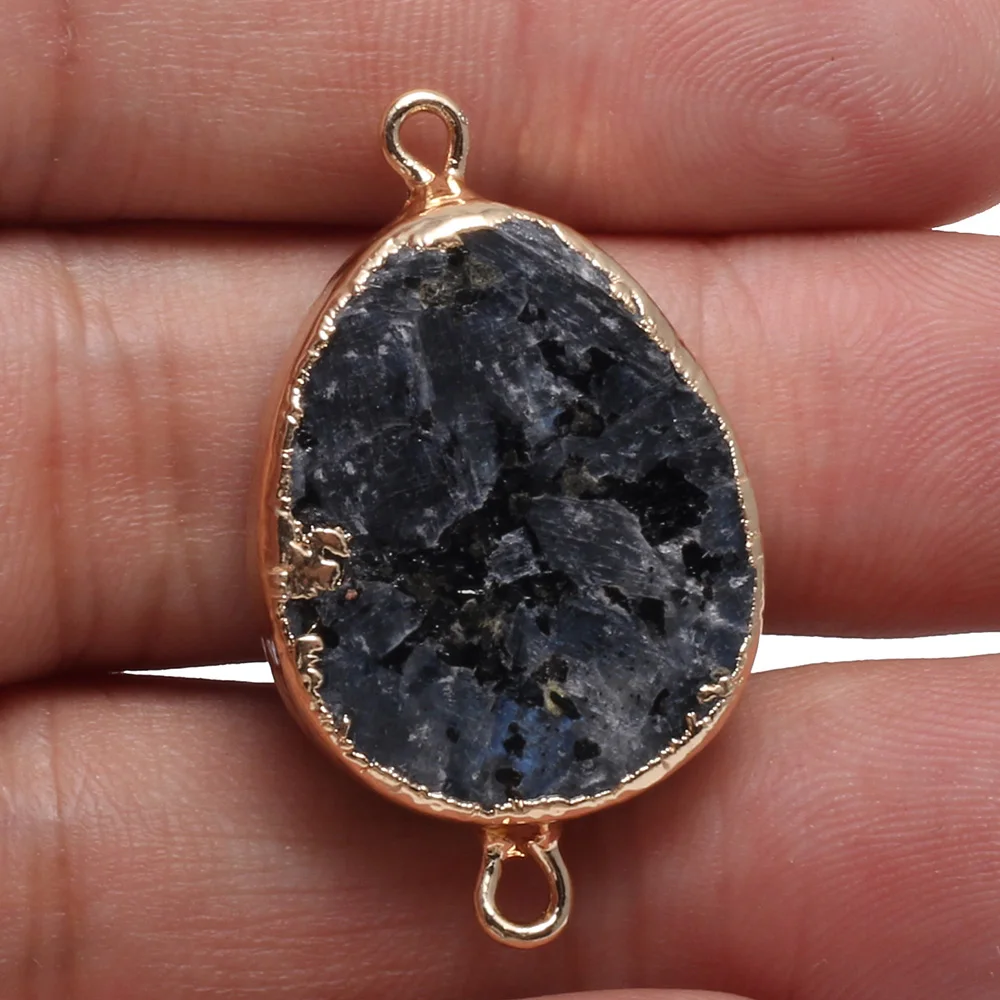 Natural Stone Agates Pendant Water Drop Shape Quartz Crystal Double Hole Connector Charms Jewelry Making DIY Necklace Bracelet