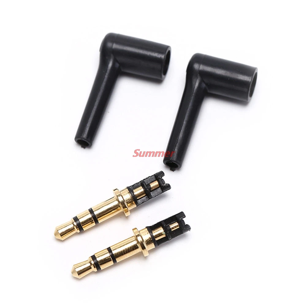 Practical 1/2pcs 3/4 Pole 3.5mm L-shaped stereo headphone Plug Repair Earphones Male 90 right angle degree Jack Soldering