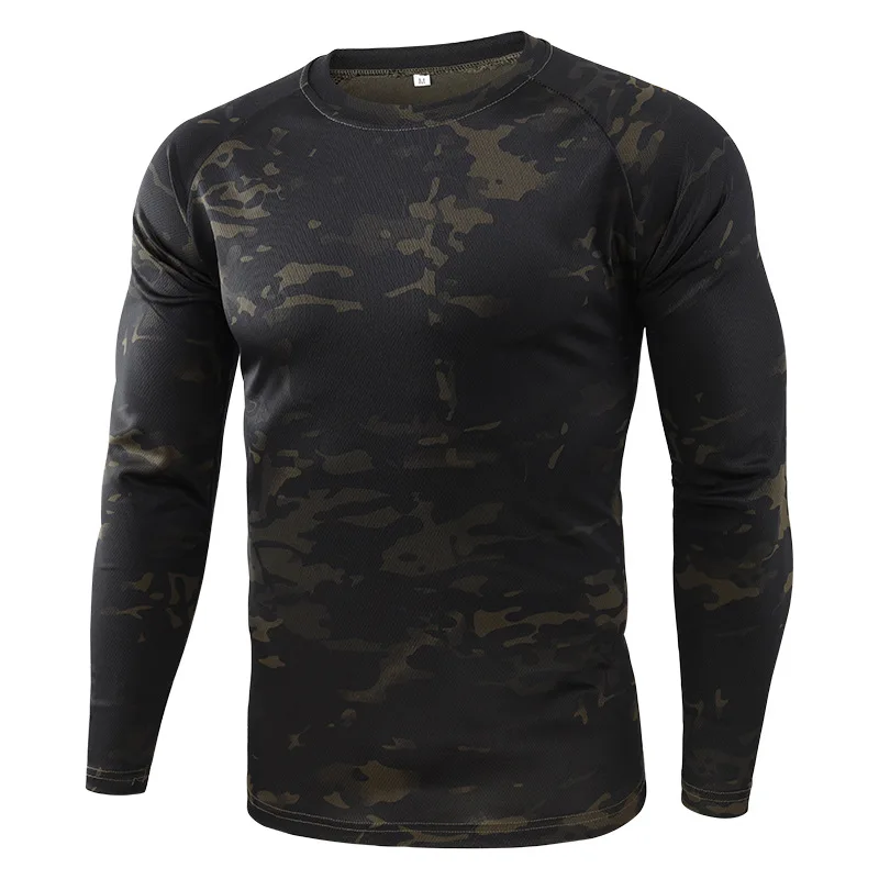 Men\'s Spring Long Sleeve T Shirt Breathable Quick Dry T-shirt Male Outdoor Sports Combat Camouflage Tee Tops Shirt