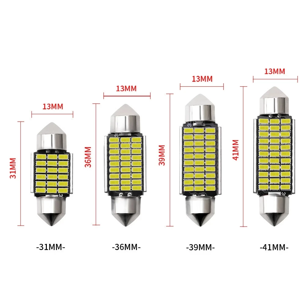 6 pcs C5W C10W LED Bulb 31 36mm 39mm 41 Interior Reading Light Festoon Auto Dome License Plate Luggage Trunk Lamp