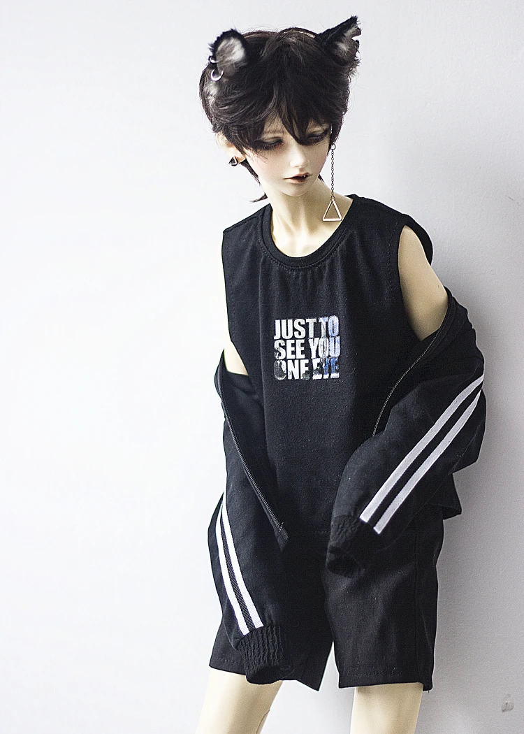 G10-350 1/4 MSD 1/3 SD10 فتاة العم SSDF POPO68 ID75 SD BJD MSD ملابس دمى مطبوعة سترة دون أكمام 1 قطعة