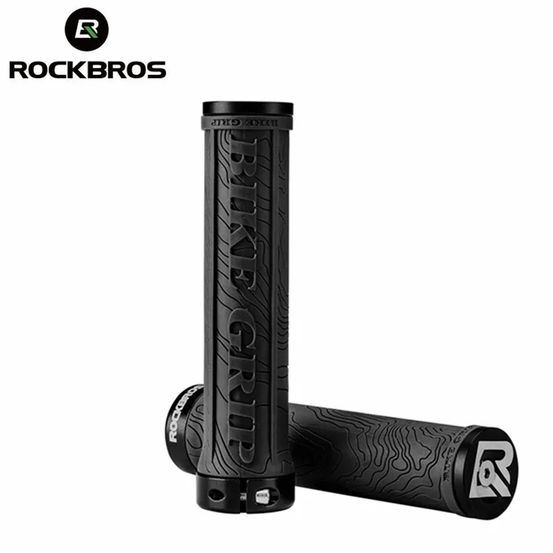 ROCKBROS Bicycle Grips MTB Bike Grips TPR Rubber Handlebar 3D Anti-slip Handle Grip Lock Bar End Cycling Parts Bike Accessories