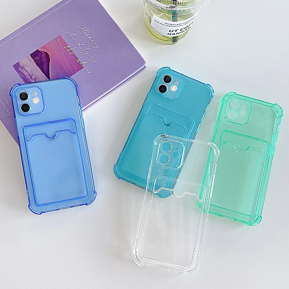 Transparent Soft Mobile Phone Protective Case Cover With 3 Inch Instax Mini Photo/ Credit Card Pockets For iphone X/XS