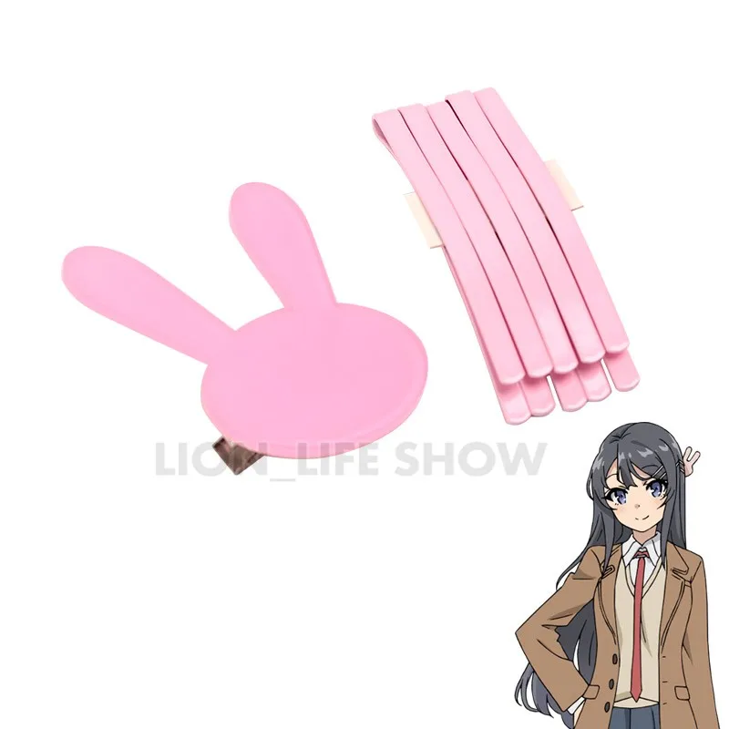 Seishun Buta Yarou seria Sakurajima Mai klips do włosów Lolita dziewczyny królik Cosplay szpilka różowe akcesoria do nakrycia głowy