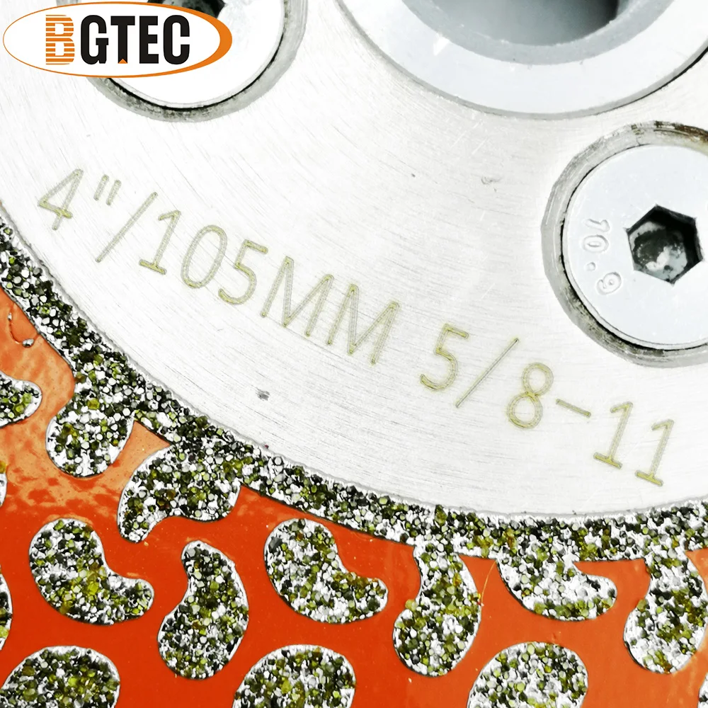 Bgtec 4 "Diamond Cutting & Grinding Disc 5/8-11 Flange Marmer Granit Satu Sisi Dilapisi 105 Mm diamond Saw Blades