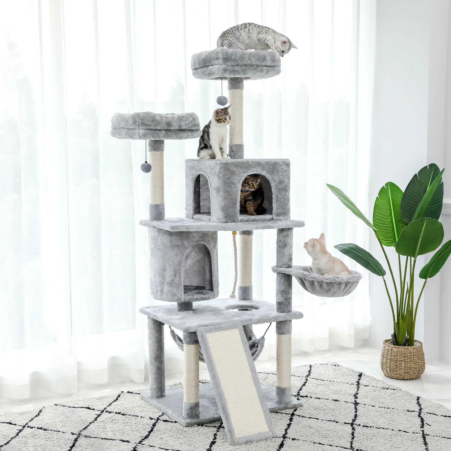 

Cat Tree Tower Condo Playground Cage Kitten Multi-Level Activity Center Play House Medium Scratching Post Furniture Plush